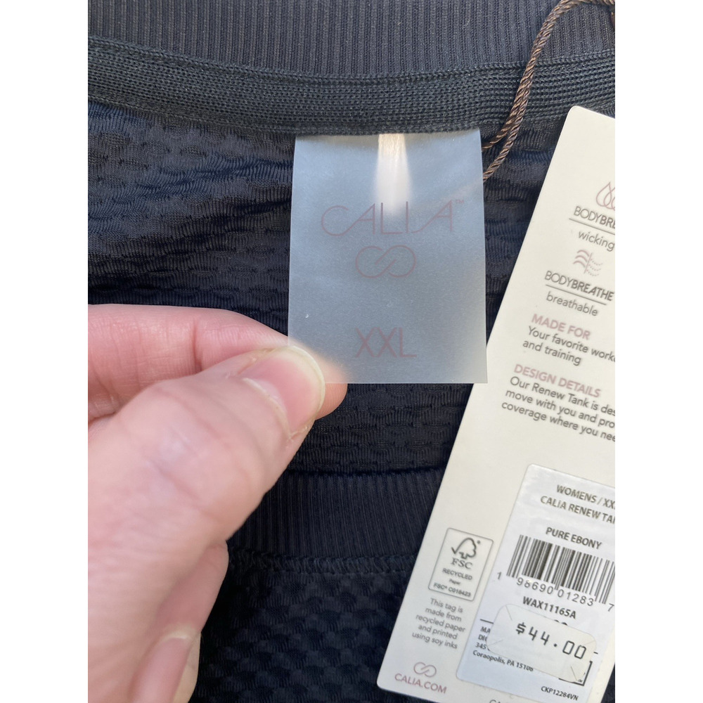 Calia By Carrie Underwood Renew Tank Top Womens XXL Black Breathable Muscle Tee - Picture 5 of 14